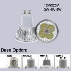 Lâmpada Led De Alumínio Copo Lâmpada E27 E14 Mr16 Gu5.3 Gu10 Ac 220v Ac / Dc 12v 3w 4w 5w Alto Brilho Holofote