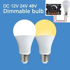 E27 DC 12V 24V 48V Lâmpada Bulbo LED Branca Quente Em Forma De Bola Dimerizável De Alto Brilho