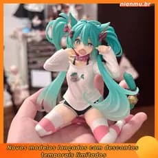 Hatsune MIKU Pijama de manga curta com orelha de gato Hatsune Figura MIKU Jingpin Modelo de mesa Anime Decoração de carr