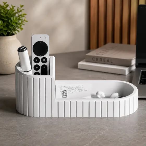 Organizador de Mesa Ripado Moderno – Porta Caneta, Chaves e Objetos para Escritório e Sala Decoração Bancada Praticidade