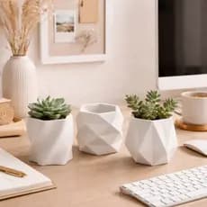 🌿 Vaso Decorativo Geométrico Moderno – Kit com 3 Unidades