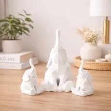 Kit 3 Elefantes Decorativos Família Geométricos para Sala, Quarto, Escritório, Criativo e Decoração
