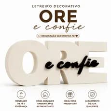 Letreiro Decorativo Cristão Ore e Confie  Decoração Evangélica