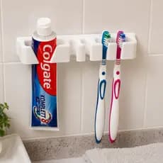Suporte de Escova de Dente e Pasta - Organizador de Parede para Banheiro - Porta Escova - Fita Dupla Face sem Parafusos