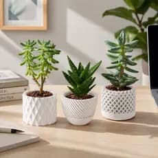 Kit 3 Vasos para Suculentas | Design Geométrico Premium Cachepô Minimalista Vaso, jardim, resistente