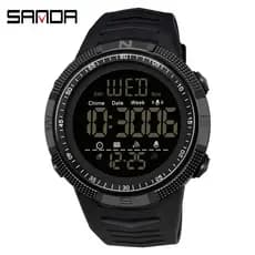SANDA Fashion Militar Relógios Homens 50M À Prova D 'Água Choque Masculino Relógios Esportivos LED Eletrônicos Relogio Masculino