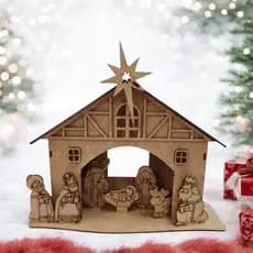 Presépio de Natal em mdf cru