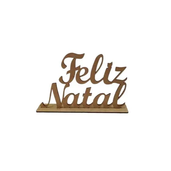 Frase Decorativa FELIZ NATAL Mdf Cru Kit 10 peças