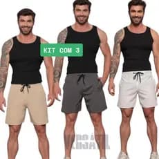 Kit com 3 Shorts Elastano Tactél Masculino