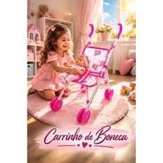 Carrinho de Boneca Infantil Dobravel Estampado