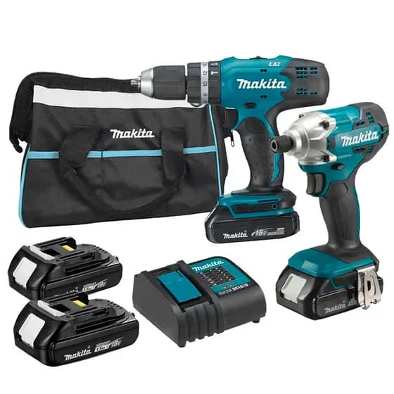 Furadeira/Parafusadeira Impacto 1/2" 18V 42 Nm DHP453 + Parafusadeira 1/4" Impacto DTD156 Bivolt DLX2336Y01 - MAKITA