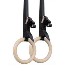 Kit Argolas 28mm Olímpicas Social Fit Madeira Com Fitas Ajustáveis