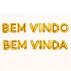 Balão Letras "BEM VINDO(A)" Dourado 40 cm