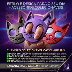 🐾 Chaveiro Colecionável Cat Guard - Estilo e Design em 3D