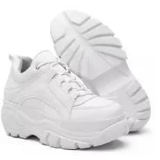 Tenis Feminino Buffalo Casual Plataforma Tratorado Todo Branco Blogueira Promoção Envio Rapido Moda
