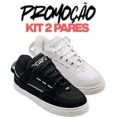 Kit Combo 2 Tênis Unissex Acolchoado Estiloso Lançamento Sneaker  Forrado Skatista Black