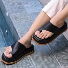 Sandália Flat Feminina Salto Plataforma Plana Casual Celeste Preta Marrom Off Leve Macia Forrada