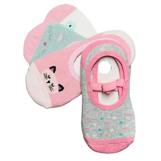 Kit 4 Pares Meia Femenina Sapatilha Antiderrapante Infantil menina CORES E/OU ESTAMPA SORTIDAS/ALEATÓRIA.BELA VIDA