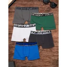 Kit 5 Cuecas Box Boxer Infantil Microfibra liso CORES E/OU ESTAMPA SORTIDAS/ALEATÓRIA BELAVIDA