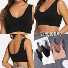 kit 2 Sutiã Top Básico Regata com Bojo e Otima Sustentação CORES E/OU ESTAMPA SORTIDAS/ALEAT
