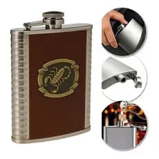 Cantil De Bolso Porta Bebida Whisky Vodka Aço Inox Escorpião