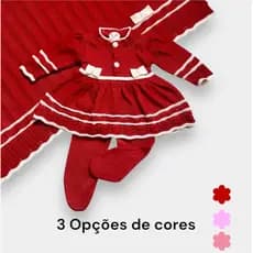 Saída Maternidade Menina Vestido Laço com Manta - 3Pçs
