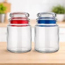Pote de Vidro Hermético 560ml - Azul ou Vermelho - Euro | Praticidade e Frescor para sua Cozinha