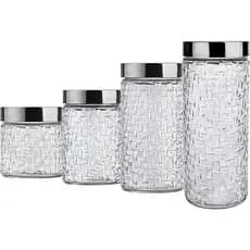 Pote de Vidro com Tampa Inox Rosqueável Euro Hermético 500ml, 1L,  1,5L e 2L