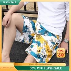 { Estoque Pronto } Calças De Praia Para Meninos Shorts De Natação Masculinos Casuais Soltos Esportivas Masculinas Cinco
