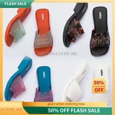 {ESTOQUE PRONTO} Melissa2026 Melissa Novo Estilo Verão Chinelos Femininos Flip-Flops Rosto Largo Sola Grossa Salto Médio