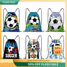 {ESTOQUE PRONTO} 2026 Tema da Copa do Mundo Novo Estilo Bolsa com Cordão de Futebol Armazenamento Bolsa de Pano Oxford