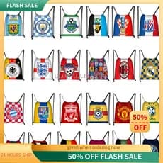 {ESTOQUE PRONTO} Mochila com cordão de ombro duplo para copa do mundo de futebol Bolsa de armazenamento portátil Bolsa d