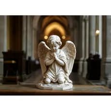 Estátua Anjo Rezando Querubim Escultura Decorativa Católica