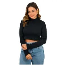 Blusa Cropped Feminino Manga Longa Segunda Pele Premium Quentinho Inverno