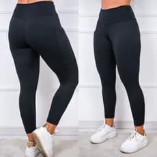Calça Legging Fitness Lisa Com Bolso Cintura Alta Zero Transparência
