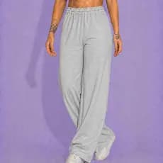 Calça Pantalona Feminina Wide Leg Cós c/ Elástico Moletinho Sem Pelúcia Tecido de Alta Qualidade