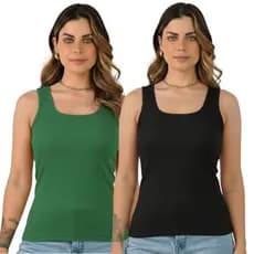 Kit 2 Regatas Femininas Ribana Básica Academia Casual