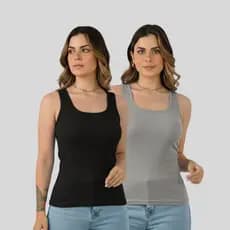 Kit 2 Camisetas Regata Ribana Feminina – Caimento Perfeito e Prático