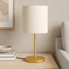 Abajur de Mesa Decorativo Cilíndrico Cúpula Tecido E27 Bivolt