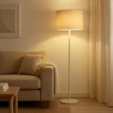 Abajur De Chão Suécia 40x165 Luminária Com Cúpula De Tecido Para Sala Quarto