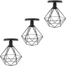 Kit 3 Lustre pendente diamante aramado plafon retrô