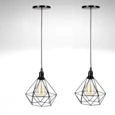 Kit 2 Pendentes Lustre Luminária Retro Preto (cabo regulável)