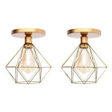 Kit 2 Paflon Lustre Teto Industrial Aramado Diamante Aramado Lustre Luminária