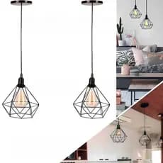 Kit 2 Pendente Lustre Luminária Aramado Diamante preto