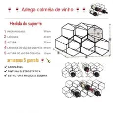 Kit 2 Adega de Mesa empilhavel porta 5 Garrafas Suporte Organizador de Vinho Cozinha Bar.