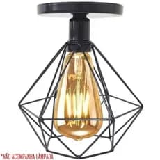 lustre Diamante plafon preto e dourado