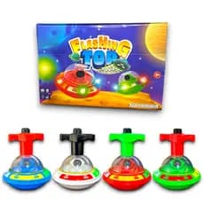 Pião Musical Astronauta Luminoso Com Lançador Automático Luz e Som Brinquedo