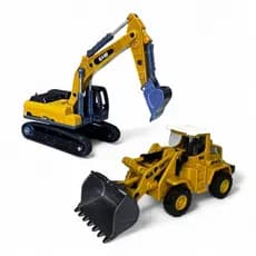 Miniatura Escavadeira Carregadeira Brinquedo Articulado Metal Fricção Coleção