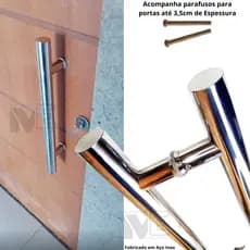 Puxador 45cm Tubular Aço Inox para Portas de Madeira