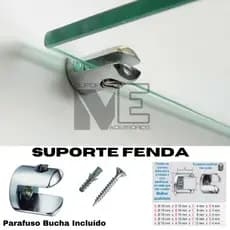 01 Suporte Tipo Fenda  para Prateleira de Vidro com Parafuso e Bucha incluido.